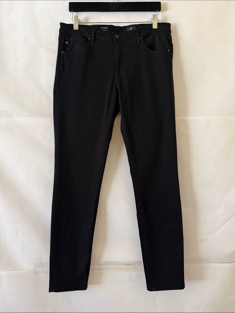 AG Adriano Goldschmied The Prima Black Jeans Sz 30 Cigarette Leg Skinny Stretch